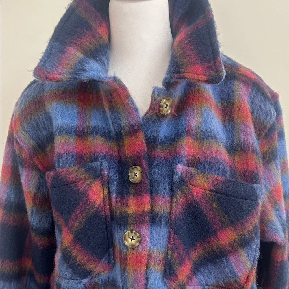 Cozy fuzzy jacket button front Time  & Tru M